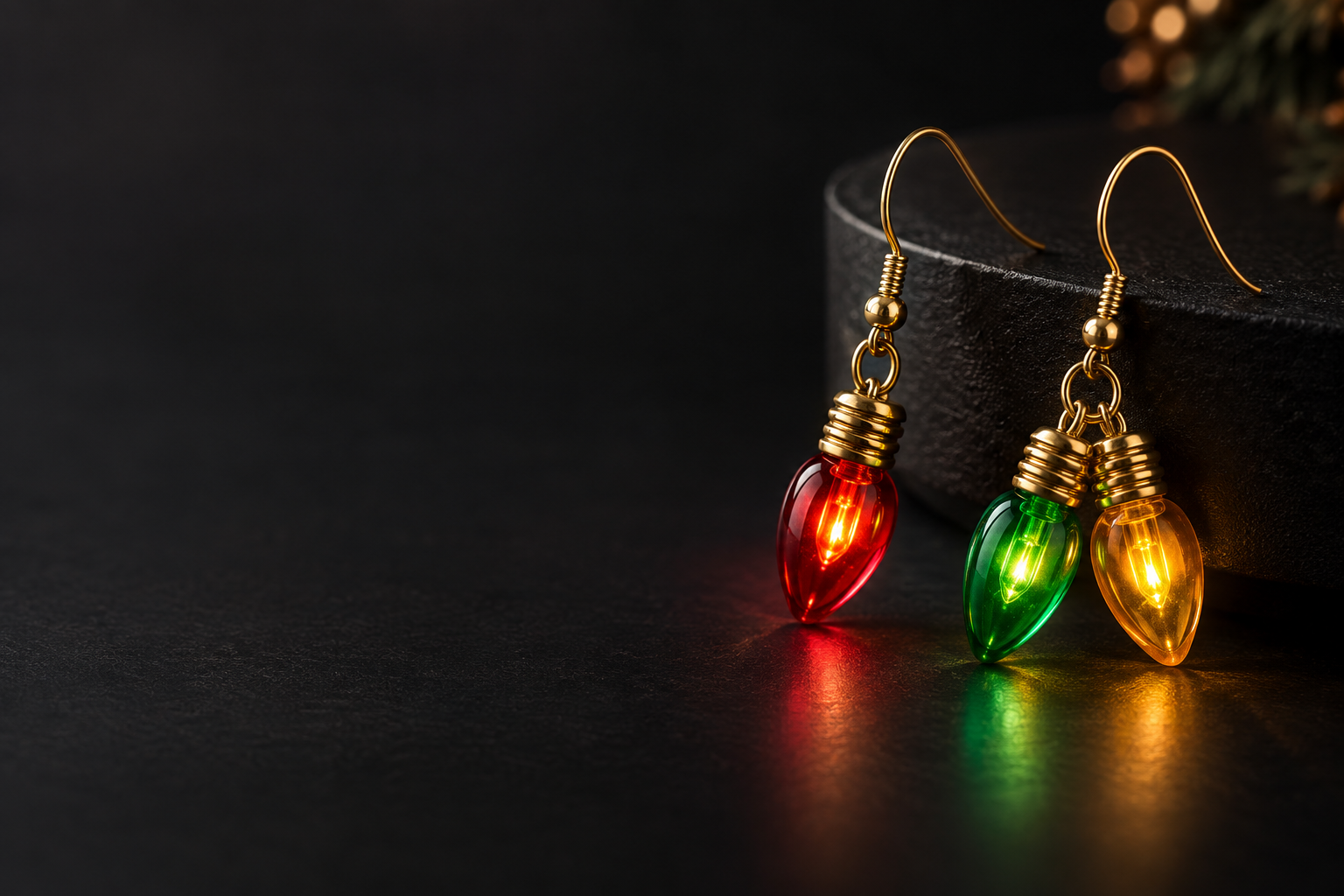 Colorful light-up holiday bulb earrings